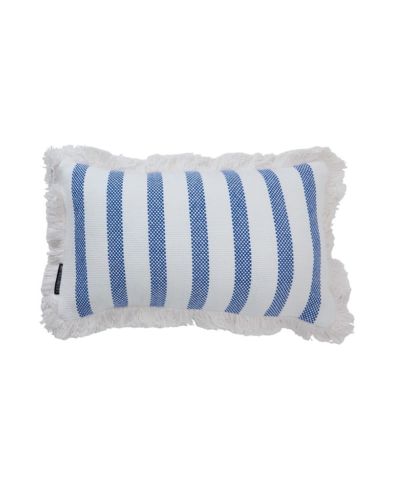 Gestreiftes Kissen aus Biobaumwolle mit Fransenbesatz 50x30 inkl.Inhalt