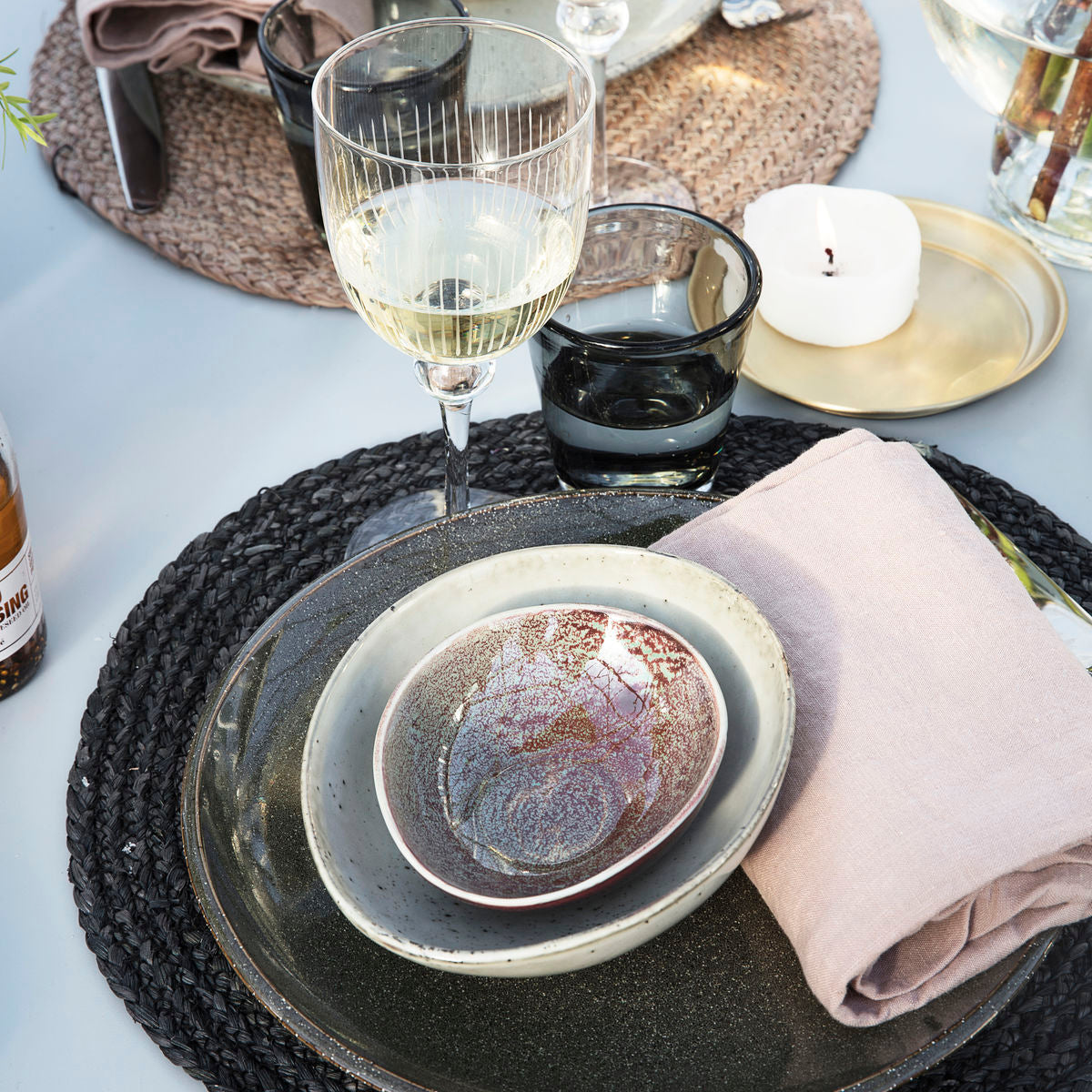 Tischset,Circle, Grau/Blau