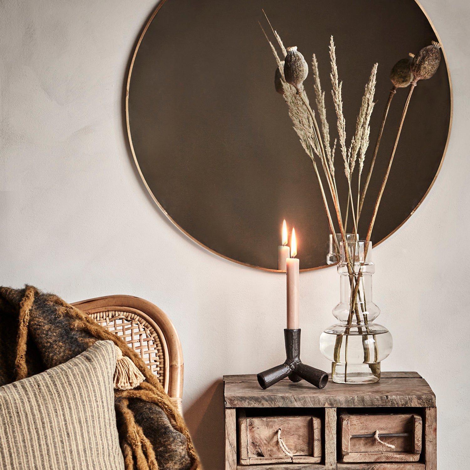 RUSTIC Stabkerze sand