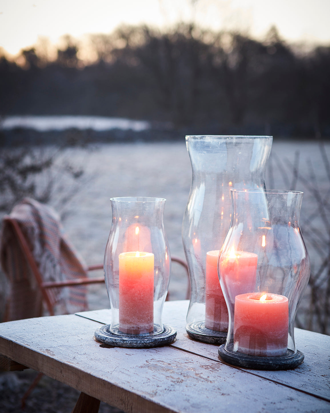 COTE NORD Stumpenkerze handgemacht rosa-sand gross