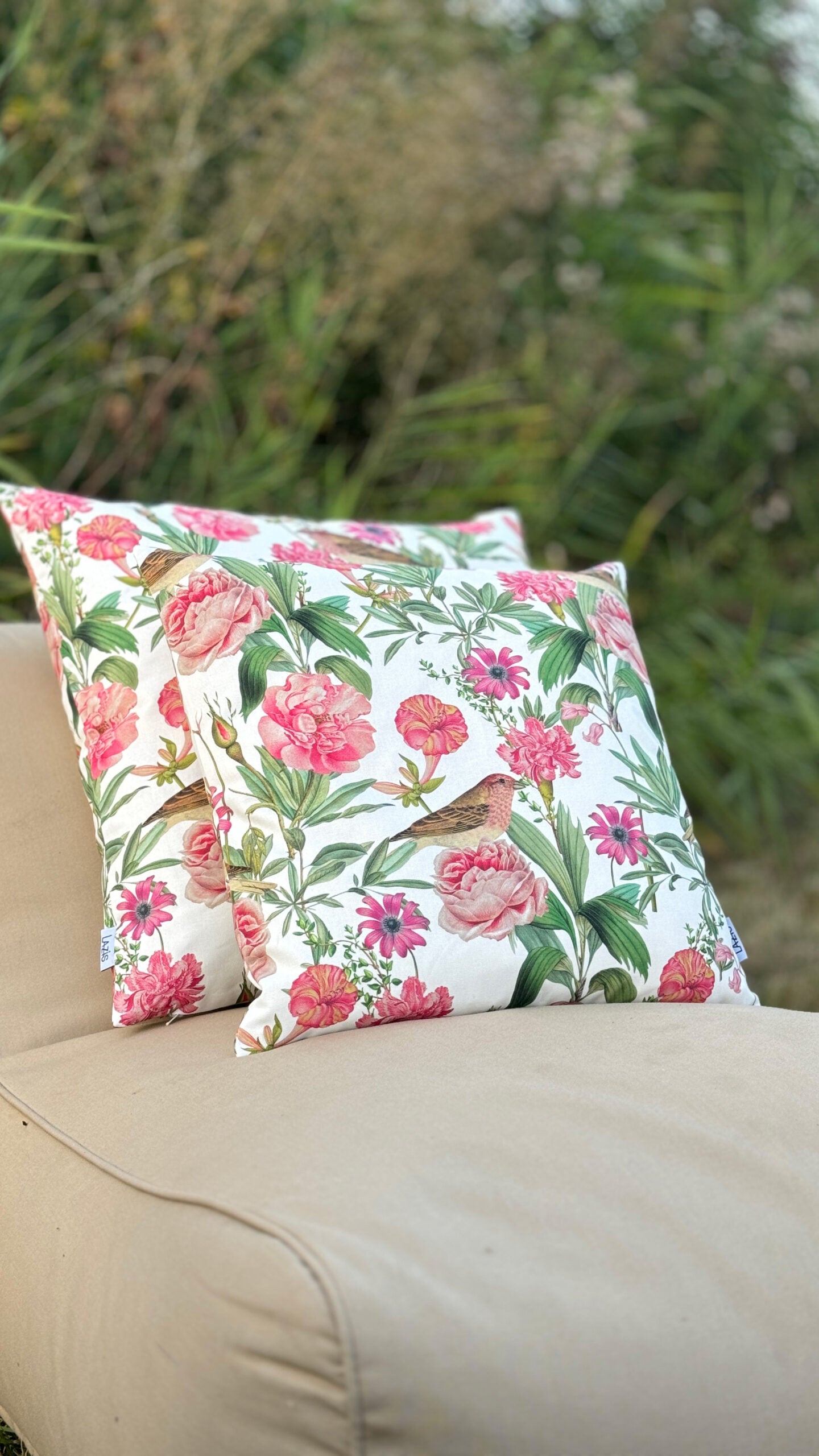 Kissenhülle pink birds 50x50