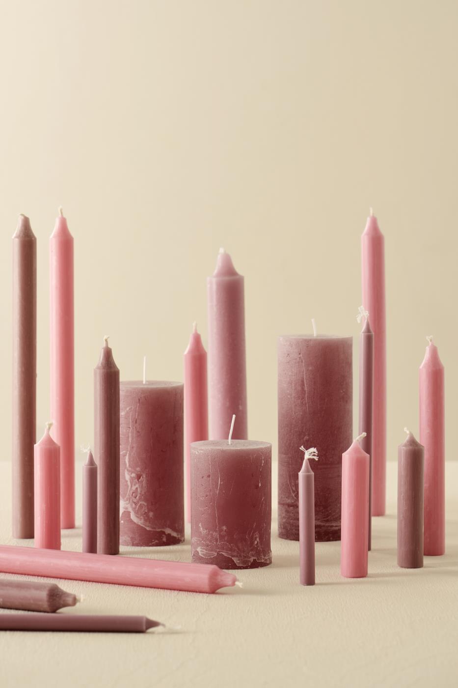 Dünne hohe Kerze malva Ø:1,3 H:20 Nordisches Umweltzeichen