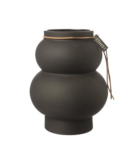 Vase Steingut dunkelgrau klein