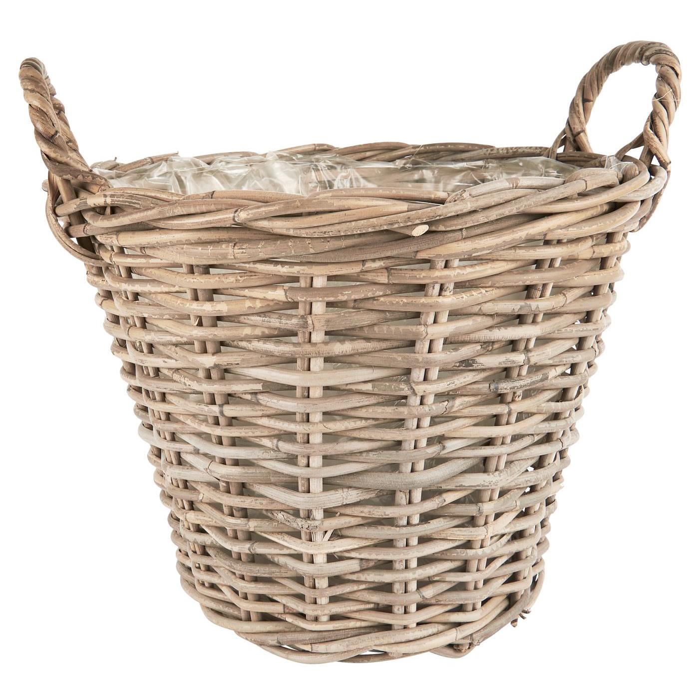 Korb Rattan mit Plastik innen gross