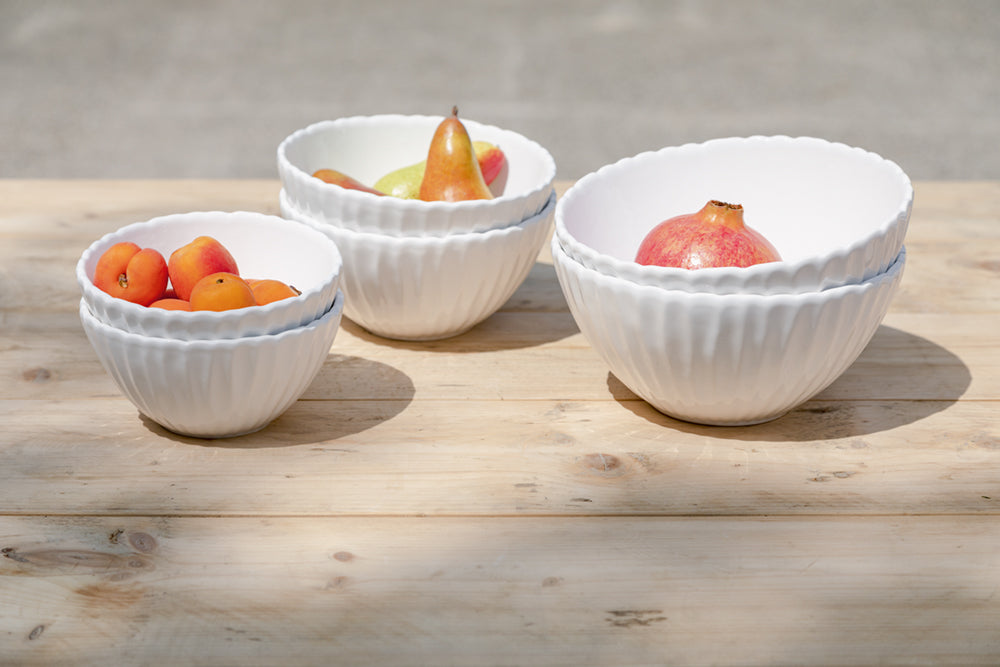 Schale Rille Ø20cm, h 10cm, weiss