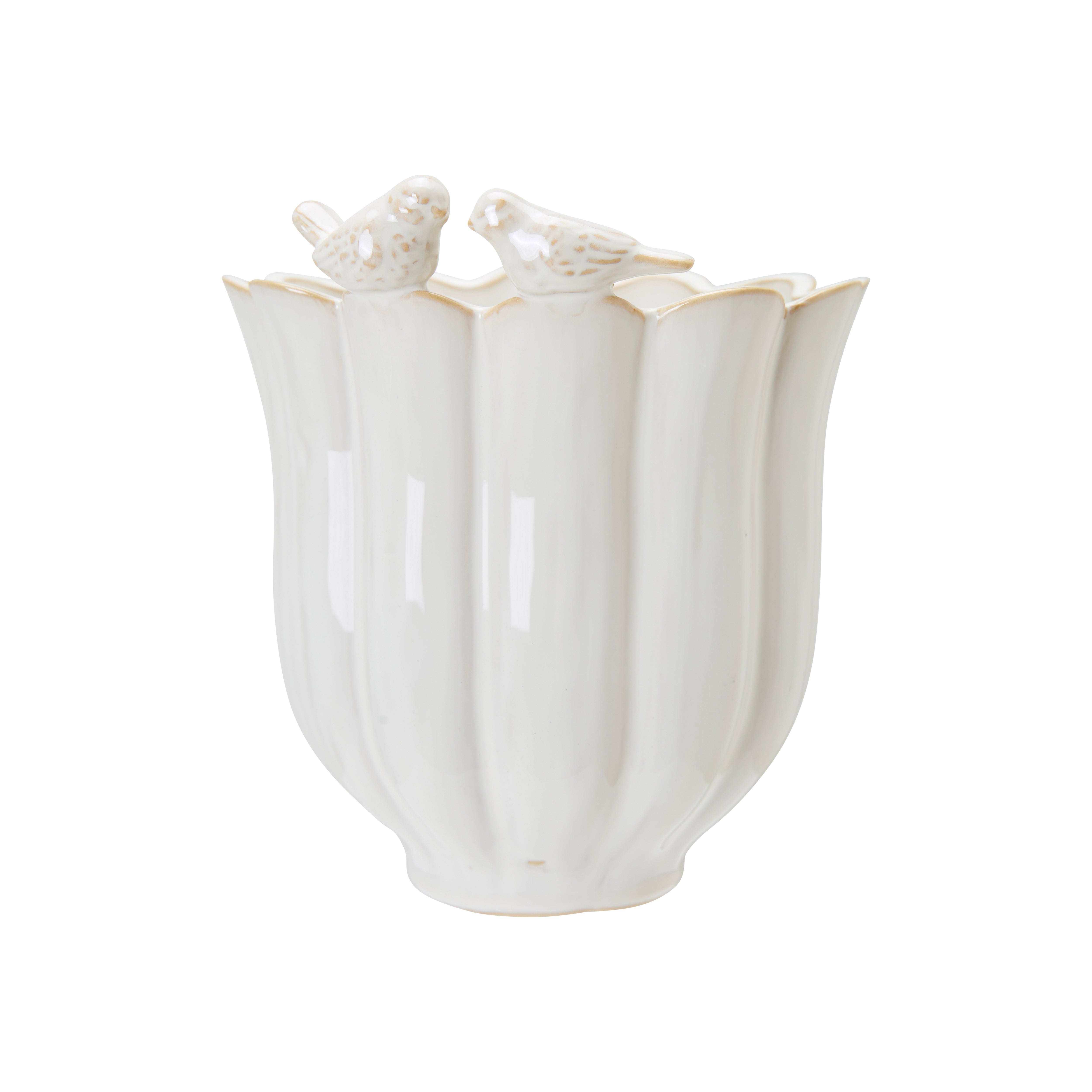 Vase/Topf mit Vögeln