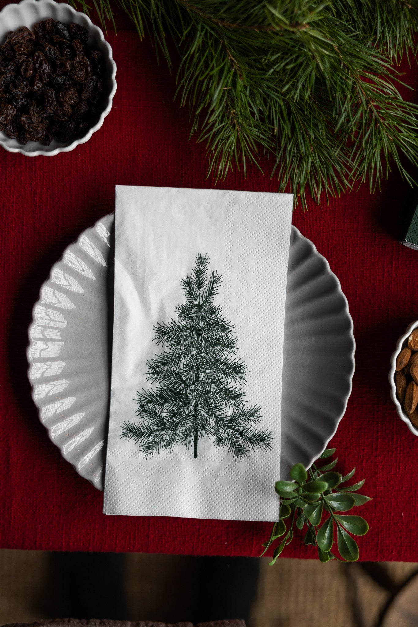 Serviette Tannenbaum weiss