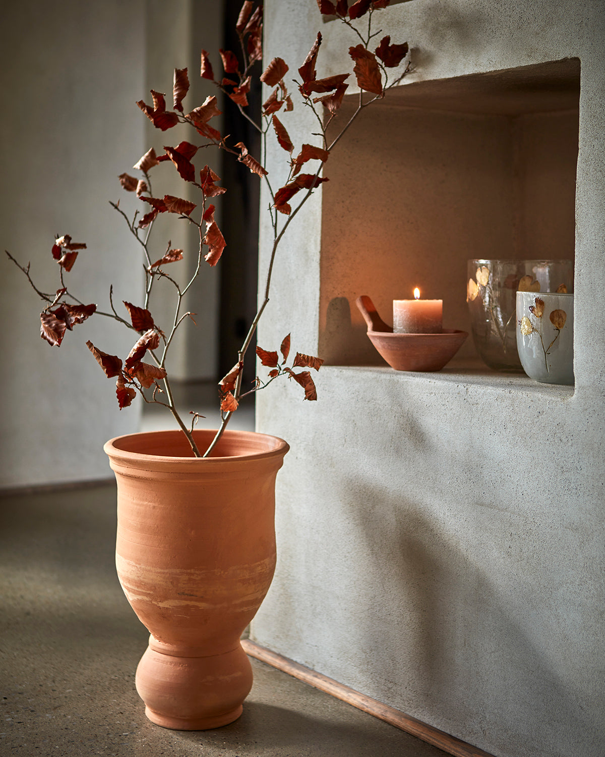 COTE NORD Stumpenkerze handgemacht rosa-sand klein