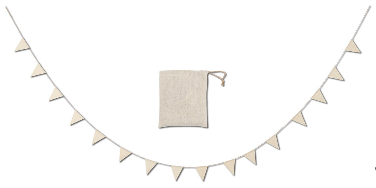 Fahnengirlande natur mit Tasche für den Innenbereich