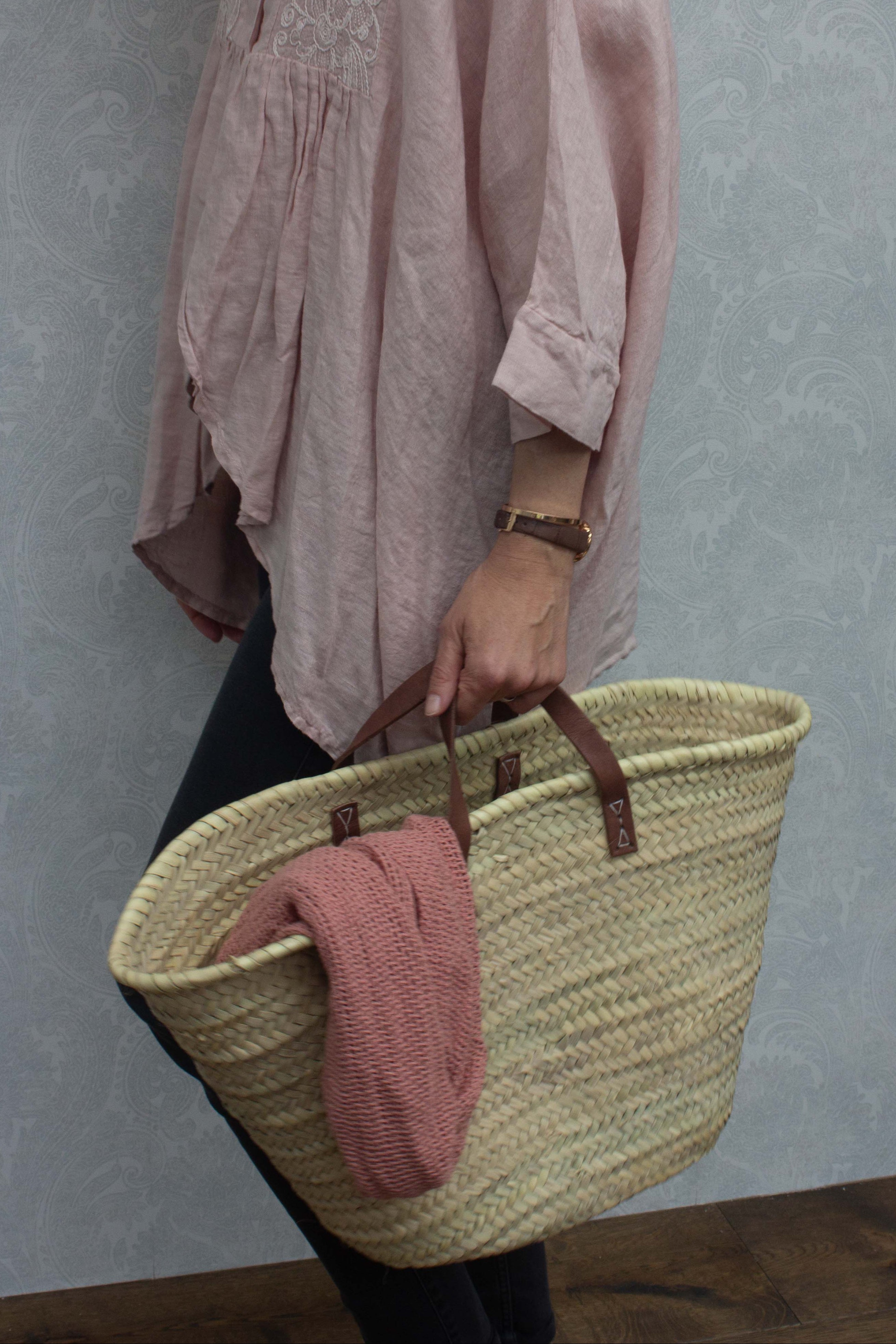Strandtasche mit kurzen Lederhenkel 30%