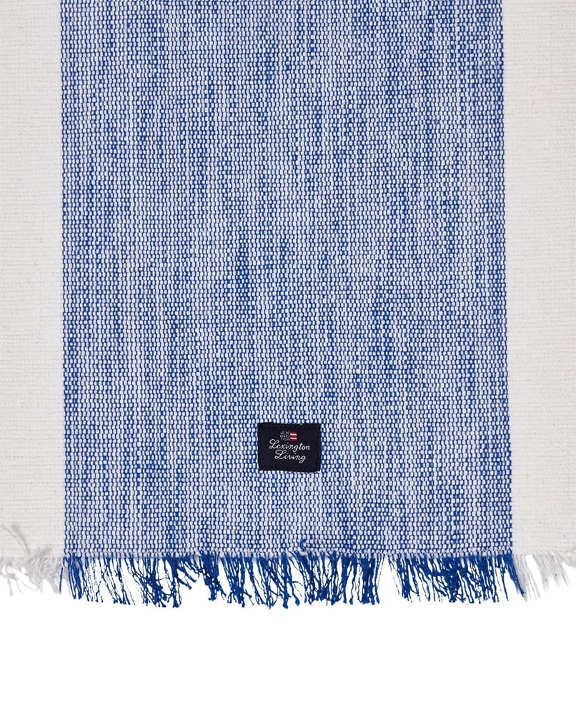 Gestreiftes Tischset aus Biobaumwolle mit Fransenbesatz, blau/weiß, 40x50