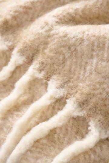 Wolldecke Sand mit Fransen