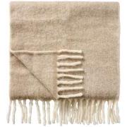 Wolldecke Sand mit Fransen
