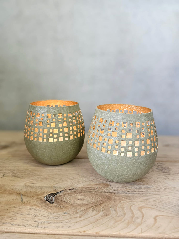 Teelicht lindgrün / gold