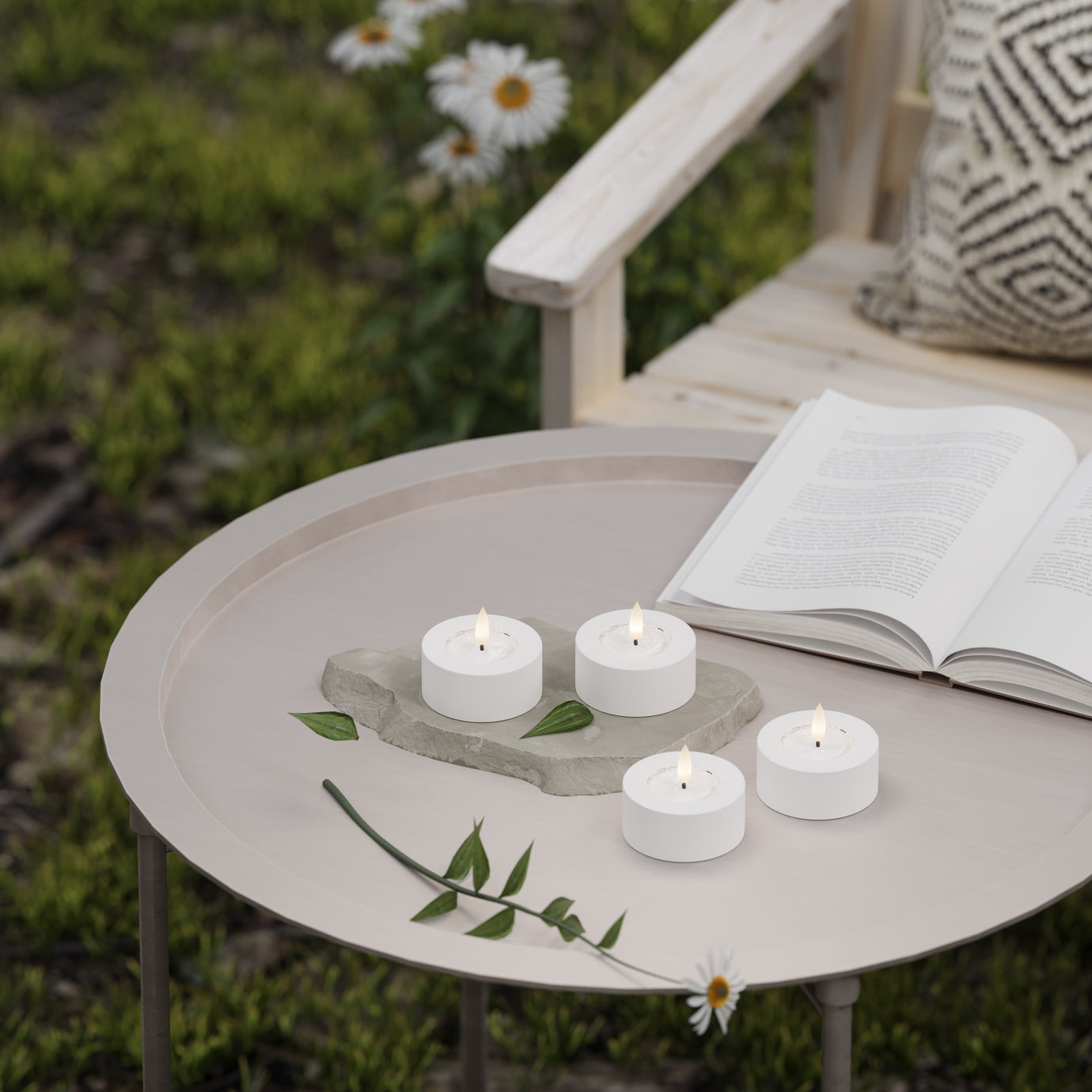 Outdoor LED Teelicht weiss in verschiedenen Grössen