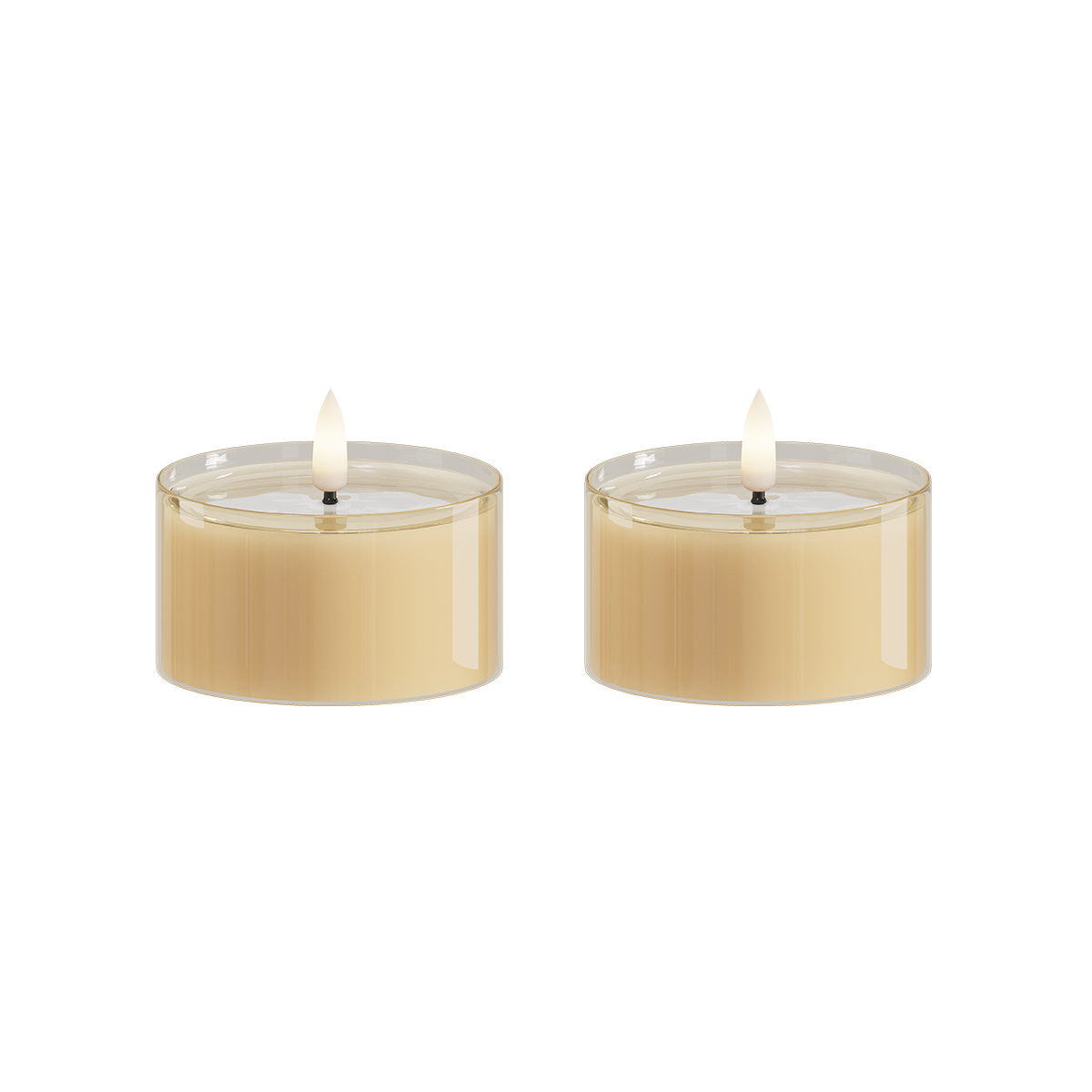 LED Teelicht Amber im Glas im 2- er Set