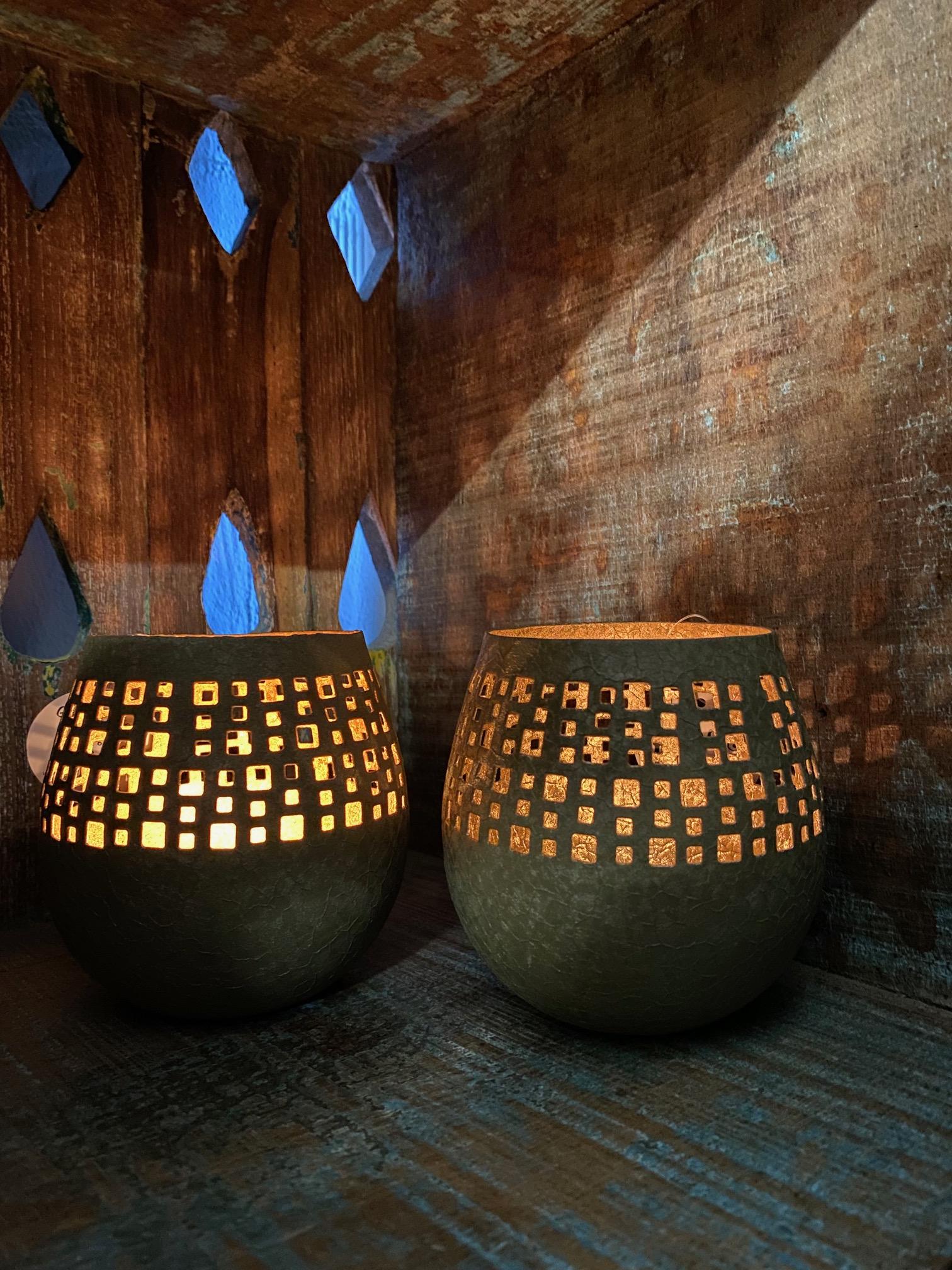 Teelicht lindgrün / gold