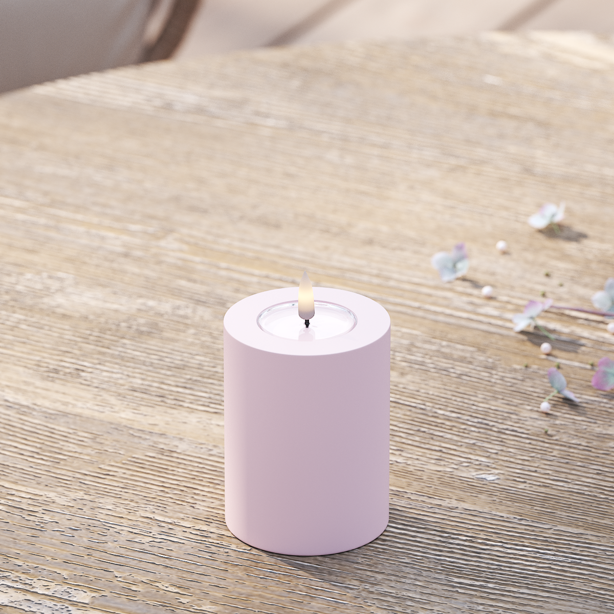 Outdoor LED Stumpenkerzen "staubiges Rosa"